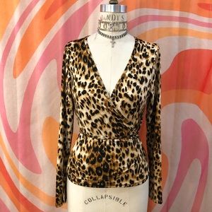 90s Leopard Wrap Top